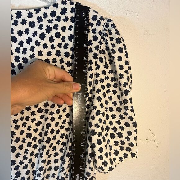 M&S ladies midi maxi dress white black blue 14 ditsy micro floral cottage modest - Picture 11 of 16